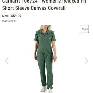 Carhartt Women's Olive Green Short-Sleeve Utility Jumpsuit